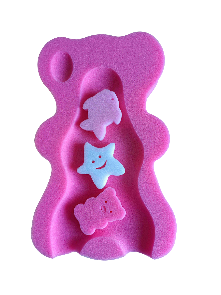 Esponja de Baño Teddy Amarilla, Verde y Rosada