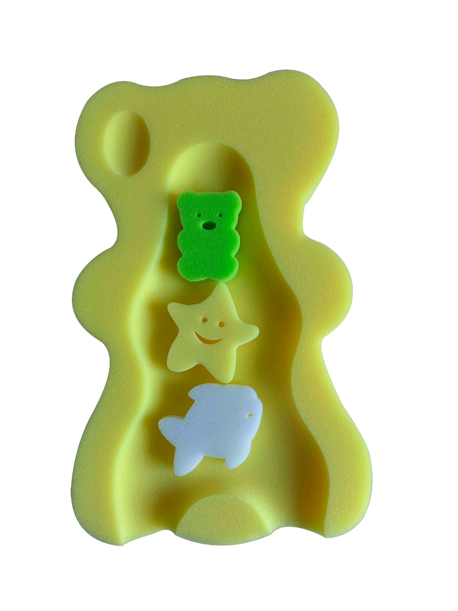 Esponja de Baño Teddy Amarilla, Verde y Rosada