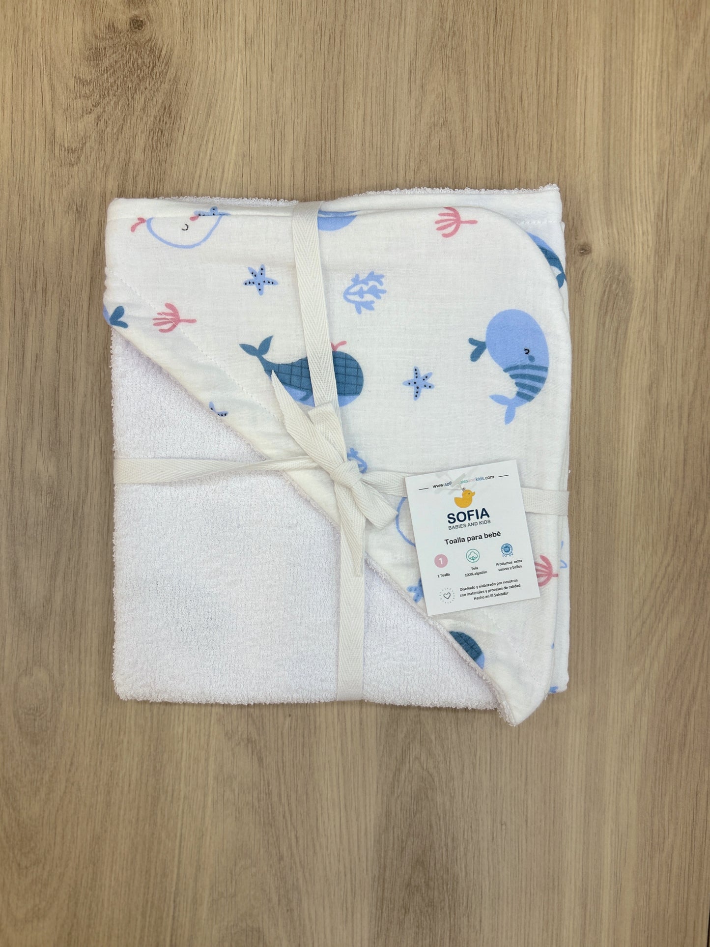 Toalla para bebé de 0 a 1 Ballenita Azul BB