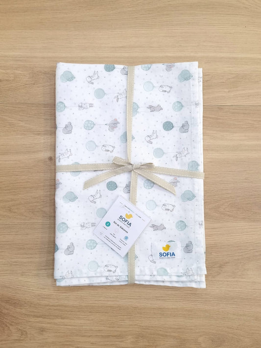 Set de 2 sábanas frescas. Conejito Verde