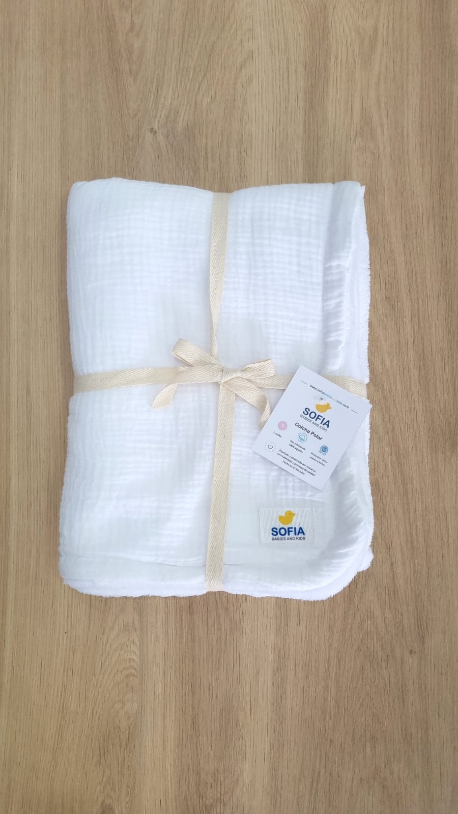 Colcha Polar. Muselina Blanca