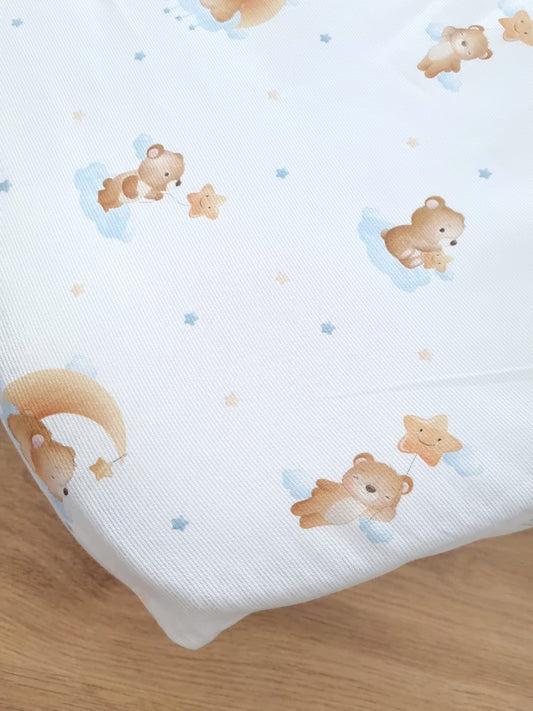 Cubre colchón corral. Osito Azul