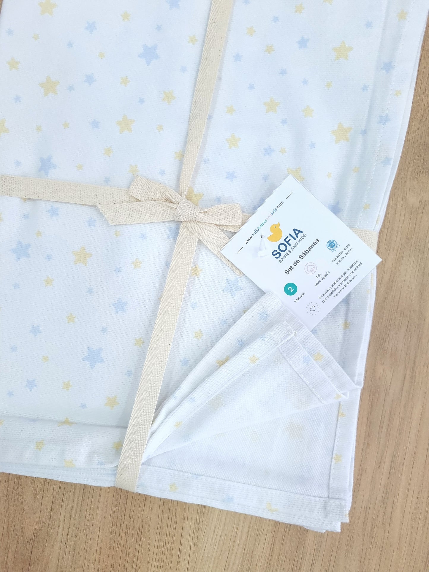 Set de 2 sábanas frescas. Estrellas Azul Amarillo