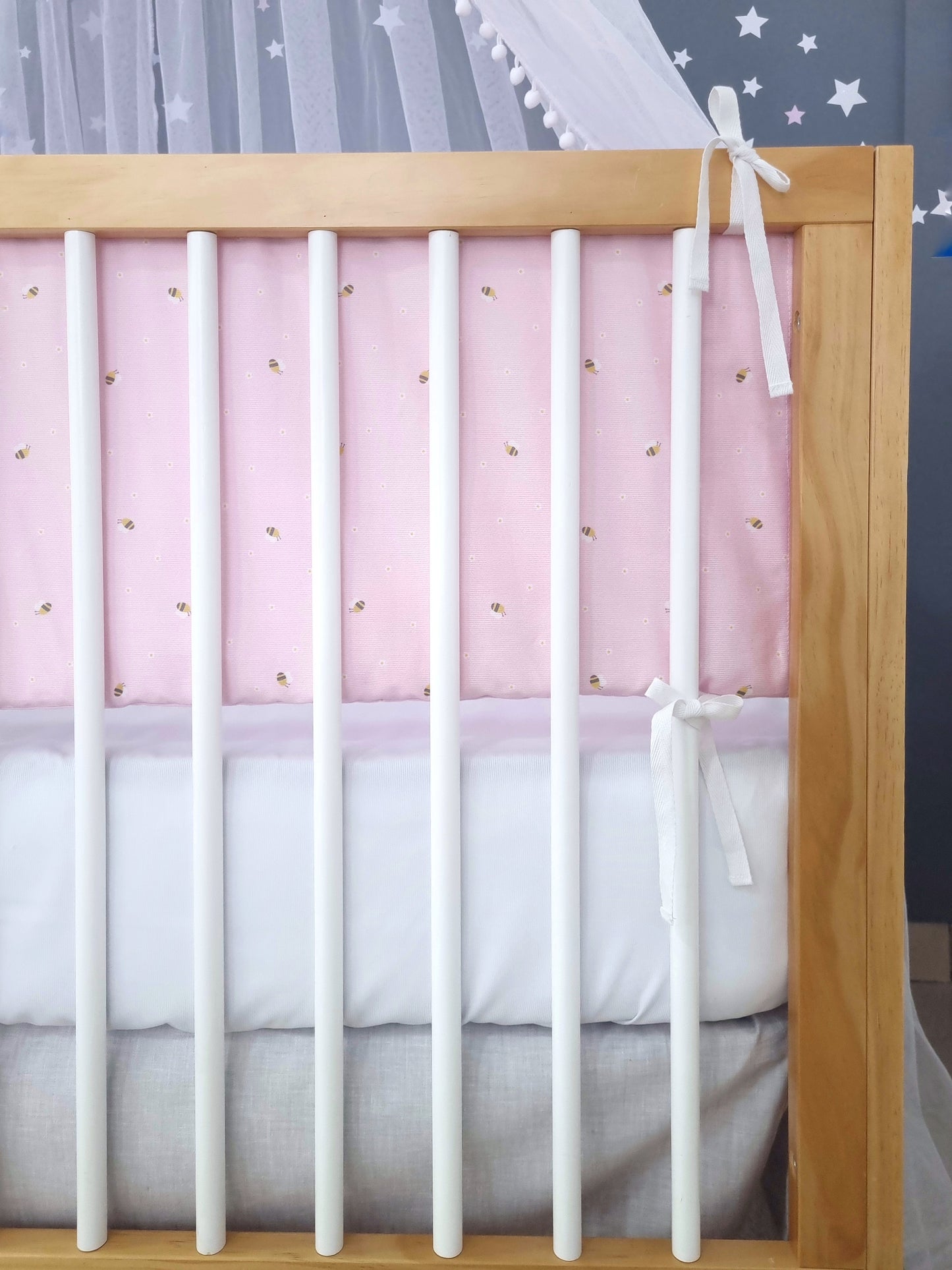 Protector de Cuna. Abejitas Rosa