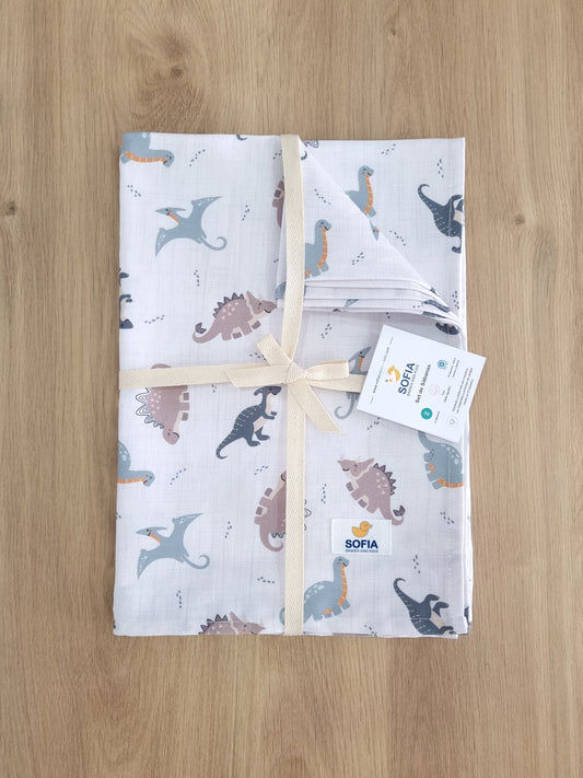 Set de 2 sábanas frescas. Dinosaurios