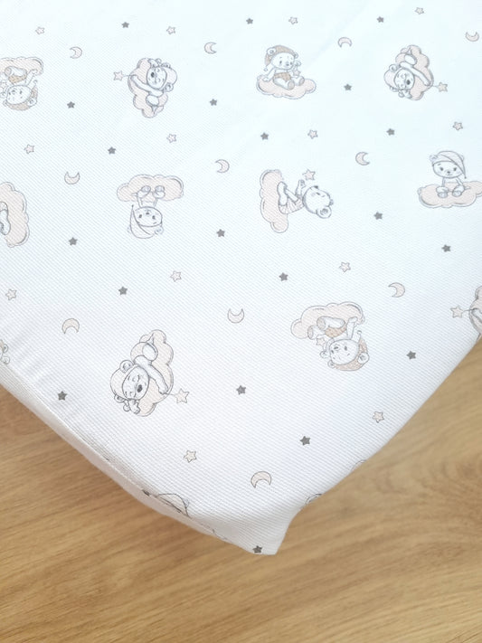 Cubre colchón corral. Ositos Café