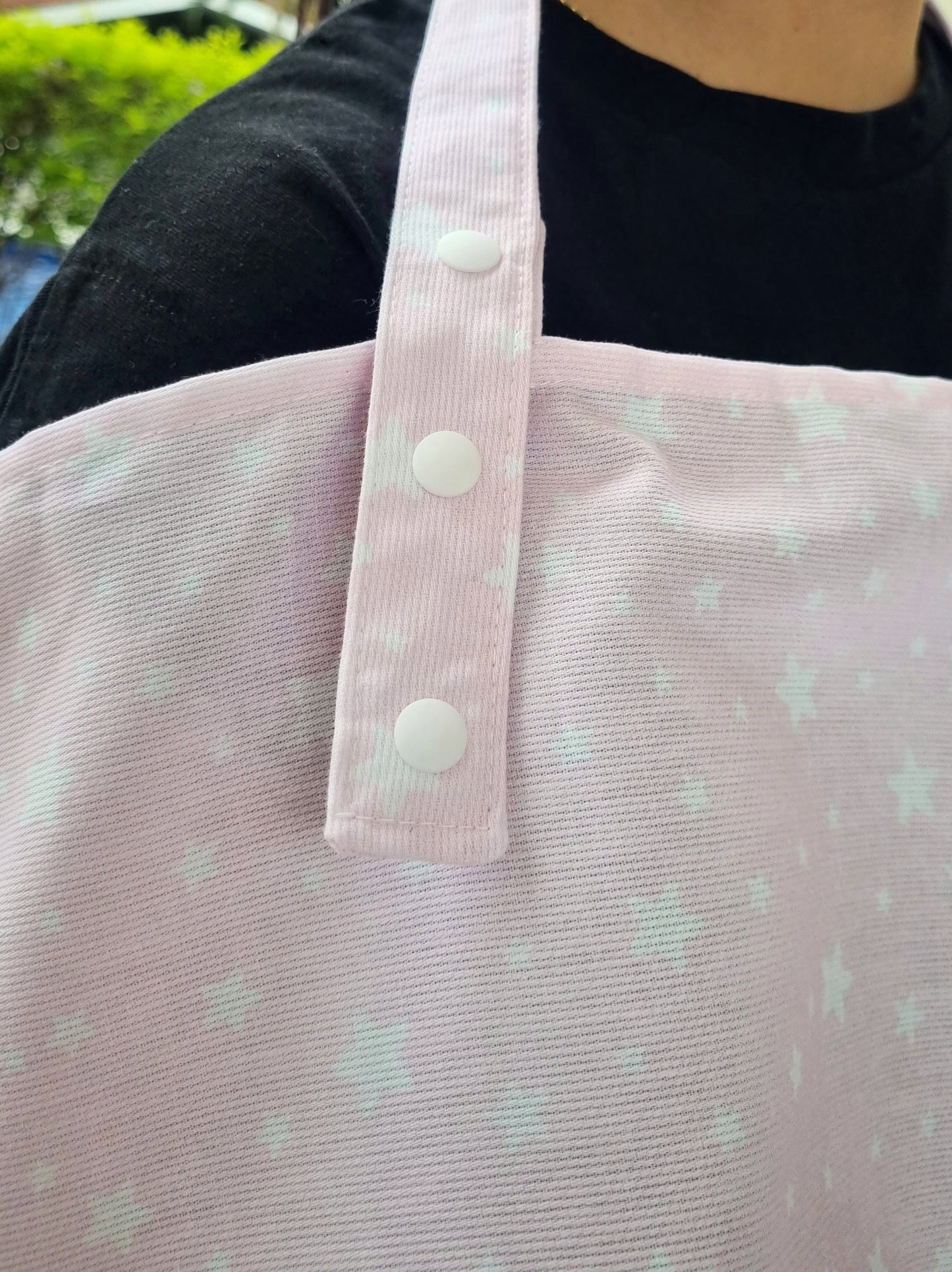 Cobertor de lactancia. Rosa, Estrellas Blancas