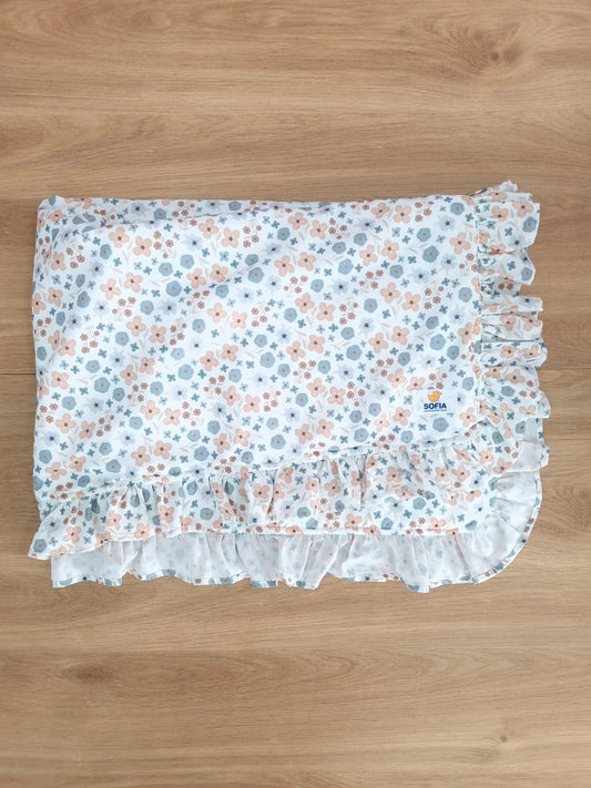 Sábana fresca con vuelitos. Flores Timeless