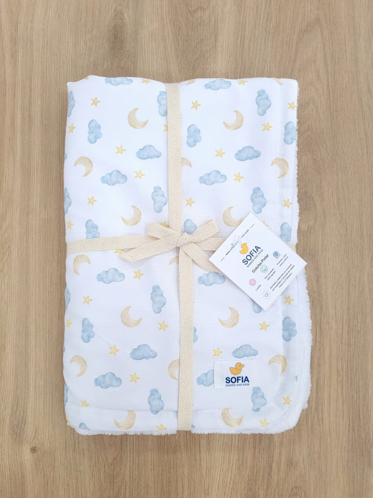 Colcha Polar. Cielo Azul Tiza