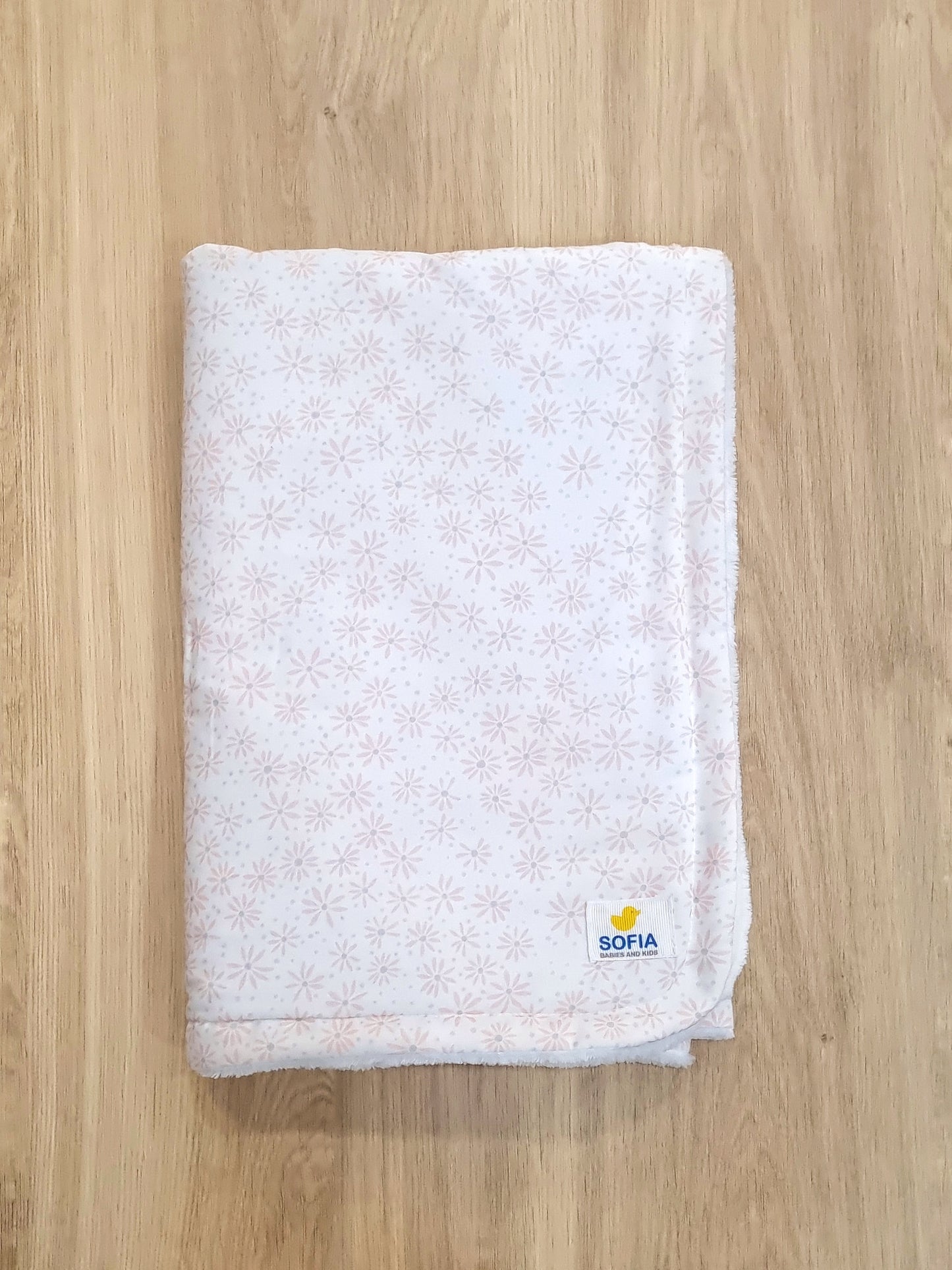 Colcha Polar. Flores Rosa Percal
