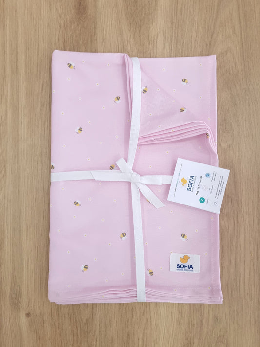 Set de 2 sábanas frescas. Abejita Rosa