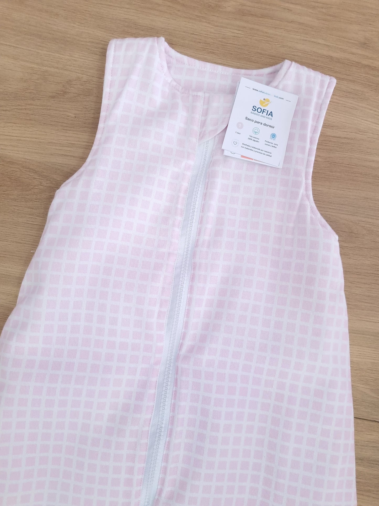 Saco Caliente para bebé. Cuadros Rosa