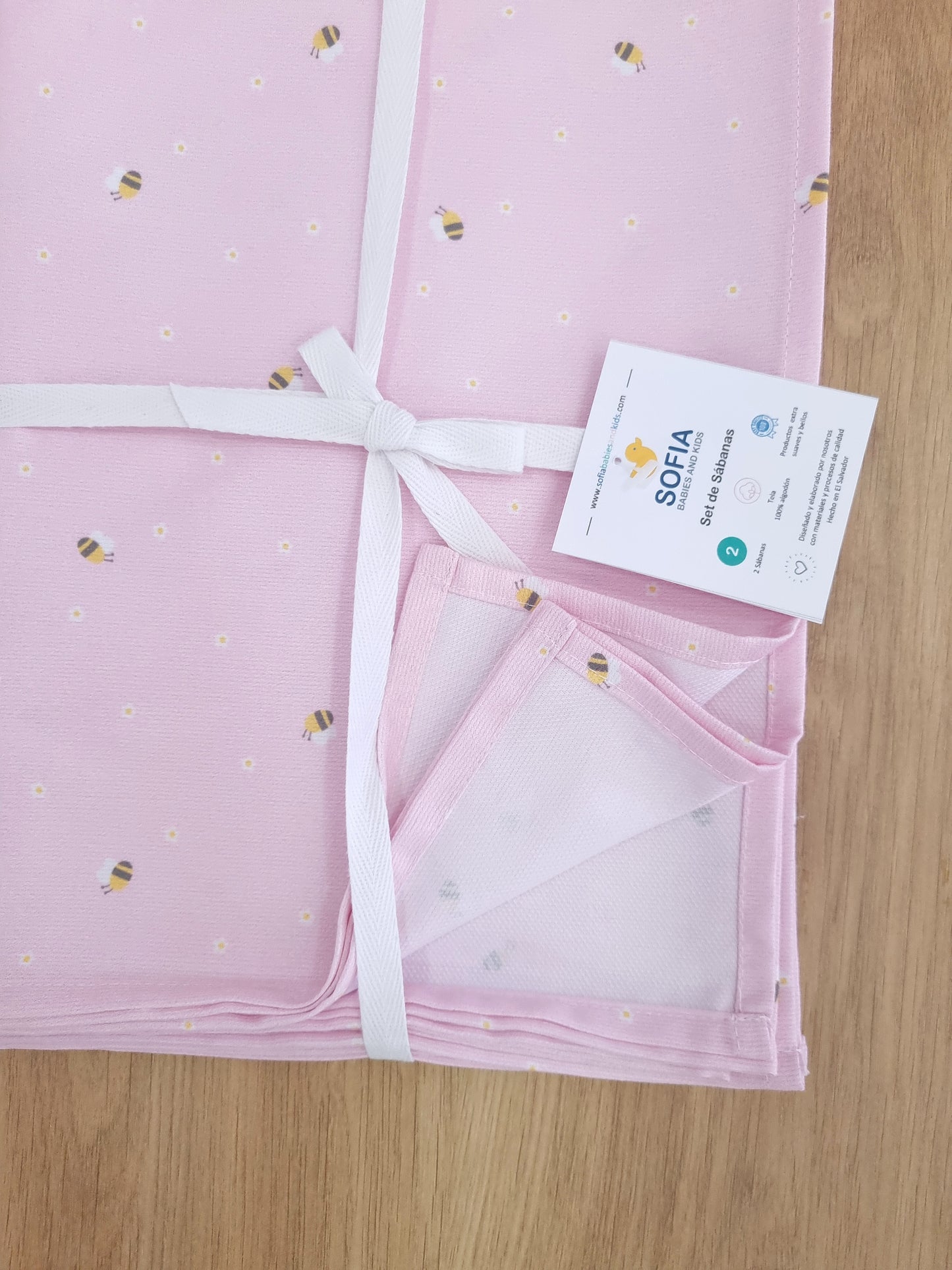 Set de 2 sábanas frescas. Abejita Rosa