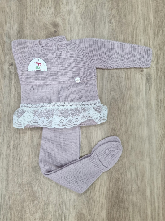 Conjunto Bordado Rosa Vieja. 1M