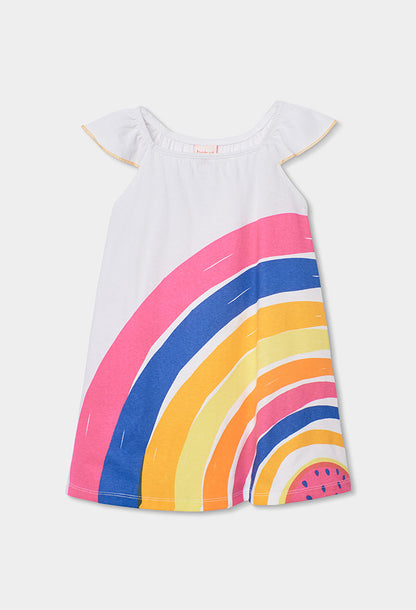 Vestido Blanco con Arcoíris