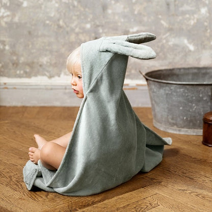 Hooded Towel - Mineral Green Bunny