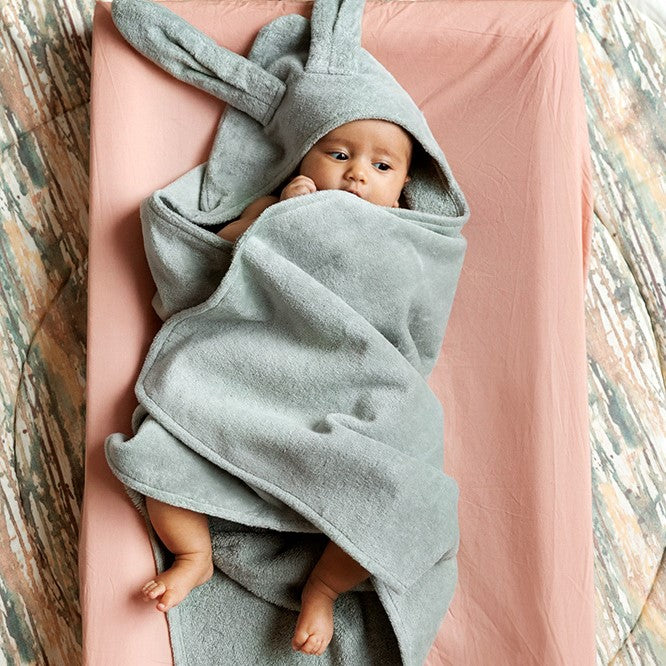 Hooded Towel - Mineral Green Bunny