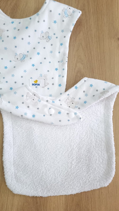 Set de 2 baberos. Elefantito Azul