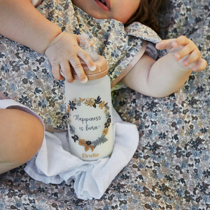 Glass Feeding Bottle - Blue Garden
