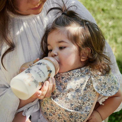 Glass Feeding Bottle - Blue Garden