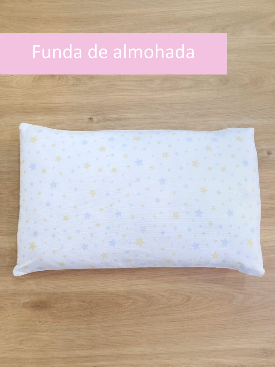 Funda para almohada de cuna. Estrellas Azul-Amarillo