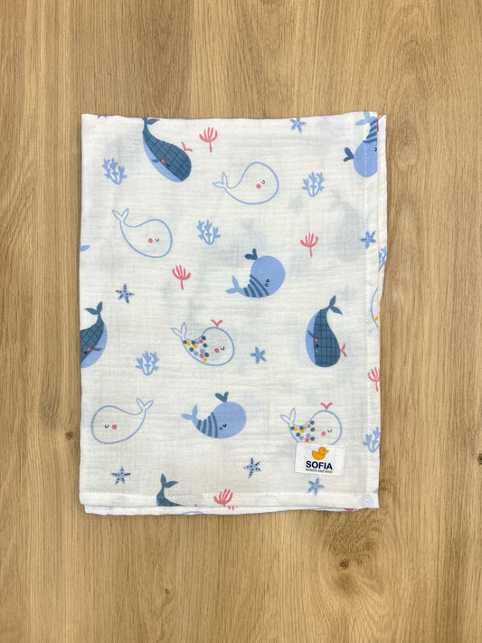 Sábana fresca. Muselina Ballenita Azul