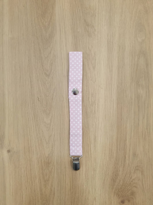 Clip de chupete Rosa Puntos Blancos