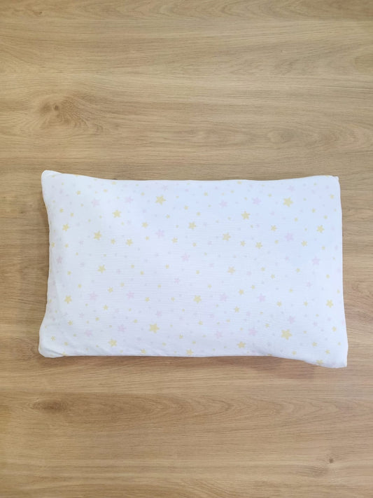 Almohada de cuna. Estrellitas Rosa Amarillo