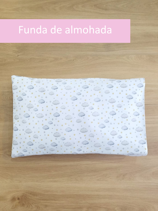 Funda para almohada, Nubes Gris Estrellas