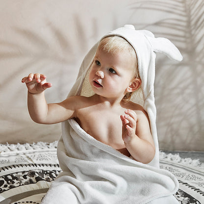 Hooded Towel - Vanilla White Bunny