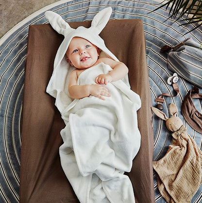 Hooded Towel - Vanilla White Bunny