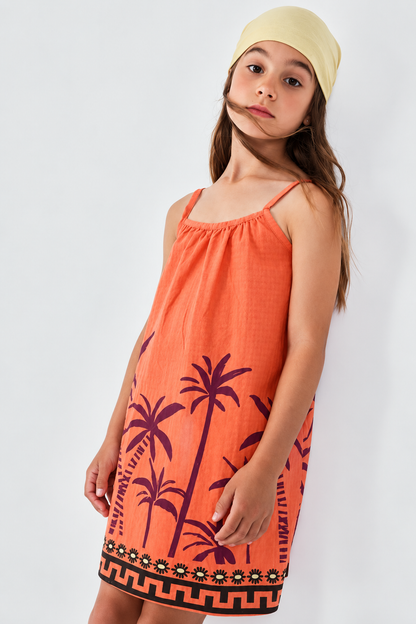 Vestido Naranja Palmeras