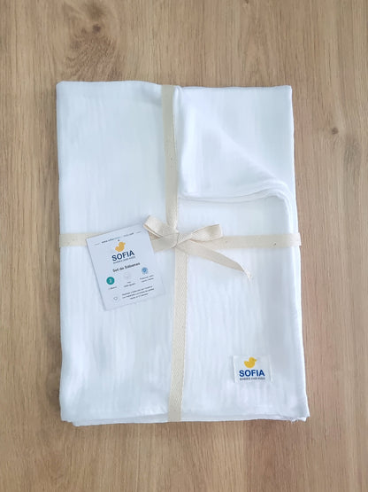Set de 2 sábanas frescas. Muselina Blanca
