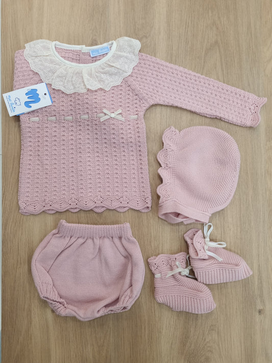 Rosa Vieja con cuello crema. 6M