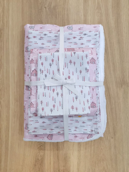 Set de Cuna. Casitas Rosa