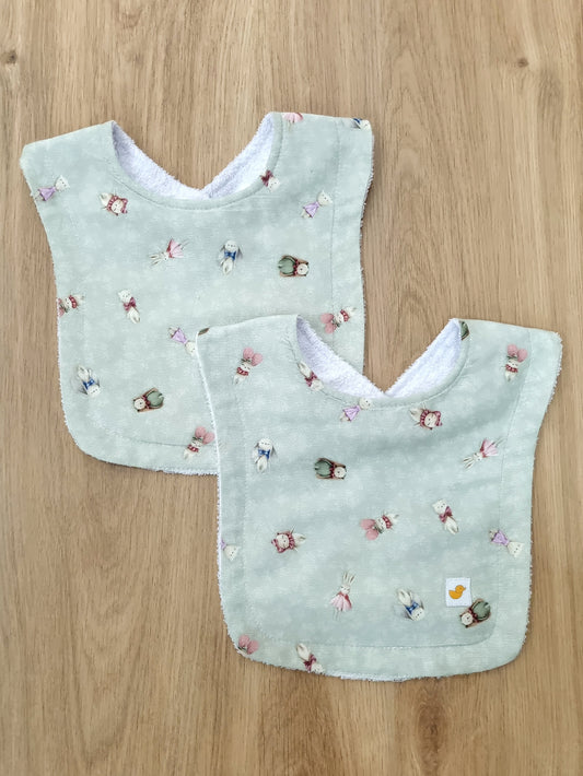 Set de 2 baberos. Verde Vintage