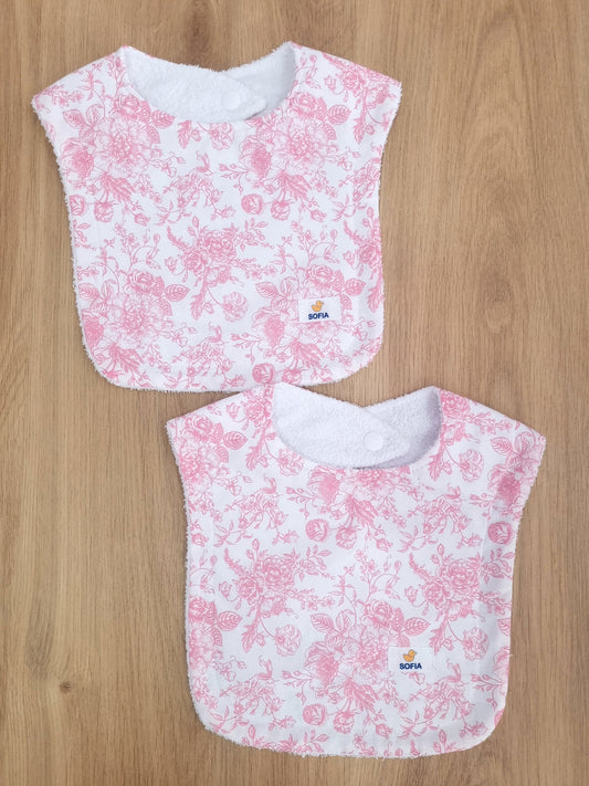 Set de 2 baberos. Flores Vintage