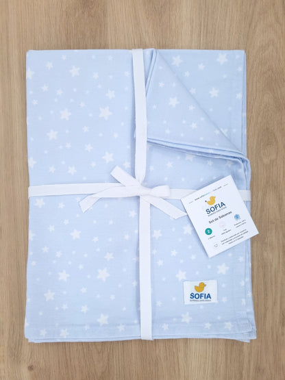 Set de 2 sábanas frescas. Azul Estrellas Blancas