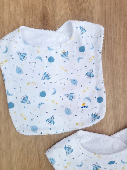 Set de 2 baberos. Nave Azul