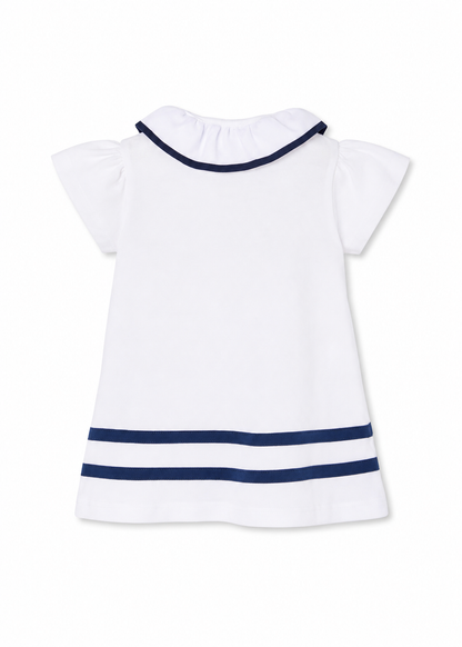 Vestido Blanco Rayas Azules