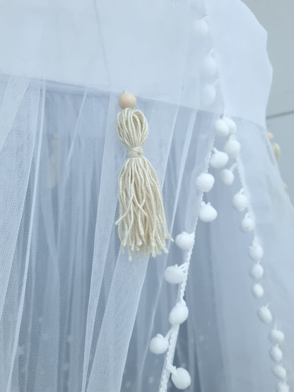 Mosquitero de cuna. Maderas y Tassels Café