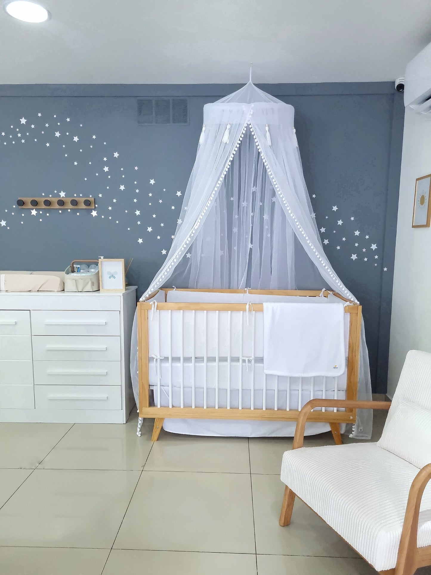 Set de Cuna Pequeño. Muselina Blanca