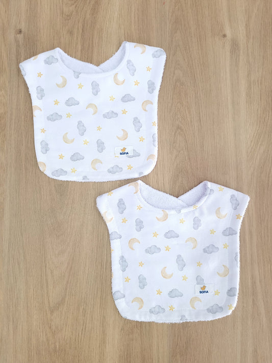 Set de 2 baberos. Cielo gris tiza