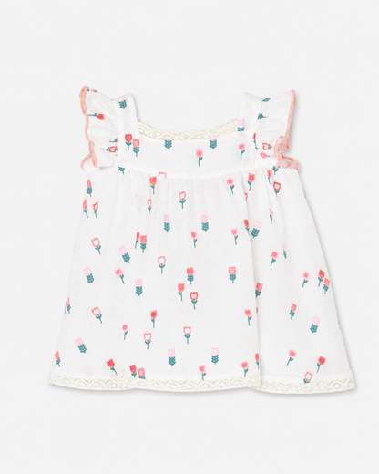 Vestido Blanco Flores Bordadas