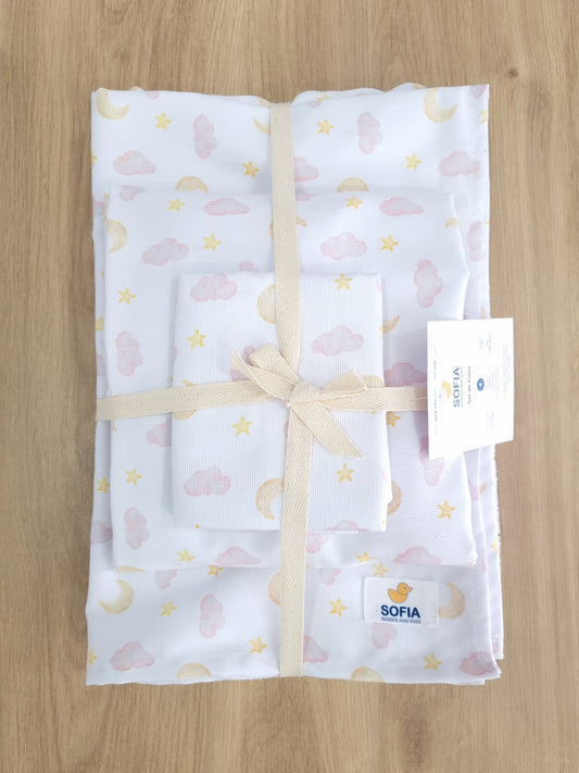 Set de Cuna. Cielo Rosa Tiza