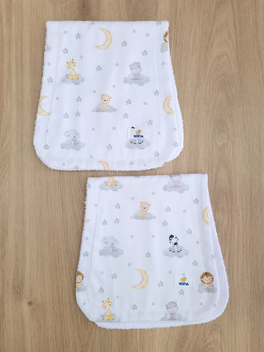 Set de 2 saliveros. Animalitos Grises