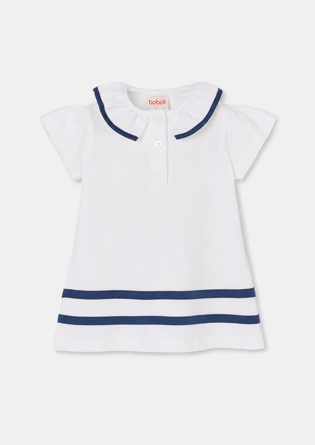 Vestido Blanco Rayas Azules