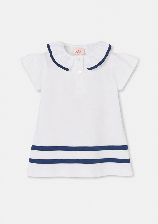 Vestido Blanco Rayas Azules