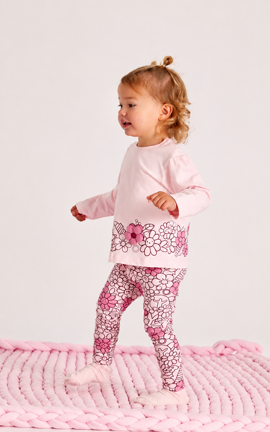 Conjunto Pantalón. Rosa Flores
