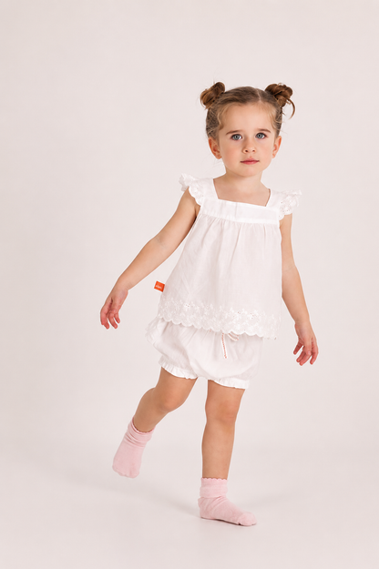 Conjunto Short. Blanco Niña